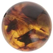 14 mm round beads in translucent resin - Marbled amber x6