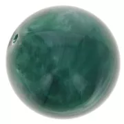 14 mm round beads in translucent resin - Marbled bottle green x6