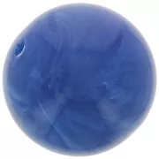 14 mm round beads in opaque resin - Royal blue marbled x6
