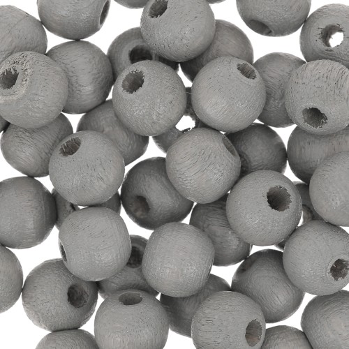 Wooden round beads 6mm Taupe grey x25