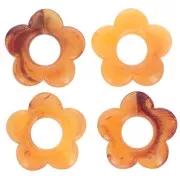 21mm flower pendant in resin - Apricot marbled x1
