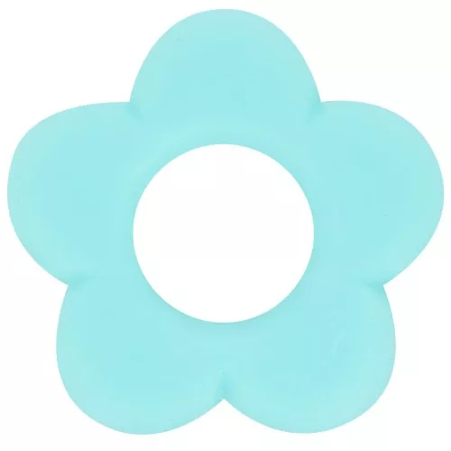 21mm flower pendant in opaque resin - Aquamarine marbled mat x1