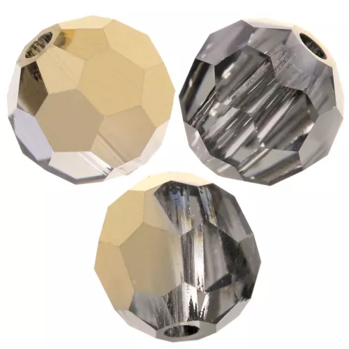5mm Preciosa Crystal Round Faceted Beads - Crystal Aurum Half x15
