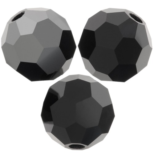 5mm Preciosa Crystal Round Faceted Beads - Jet Hematite Half x15