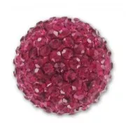 Plasticine halfball with korean rhinestones 20mm Fuchsia x1