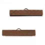 Crimp-end for ribbon decorated 30mm Old copper tone x2