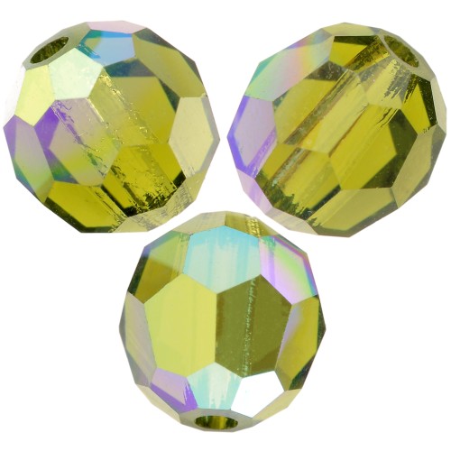 5mm Preciosa Crystal Round Faceted Beads - Olivine AB x15