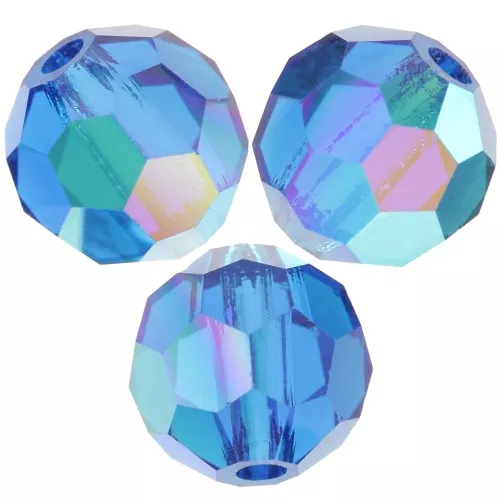 5mm Preciosa Crystal Round Faceted Beads - Capri Blue AB x15