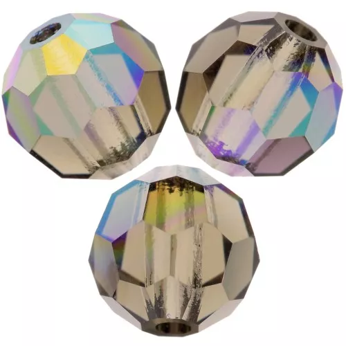 5mm Preciosa Crystal Round Faceted Beads - Black Diamond AB x15
