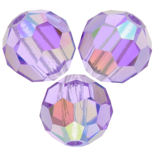 5mm Preciosa Crystal Round Faceted Beads - Violet AB x15