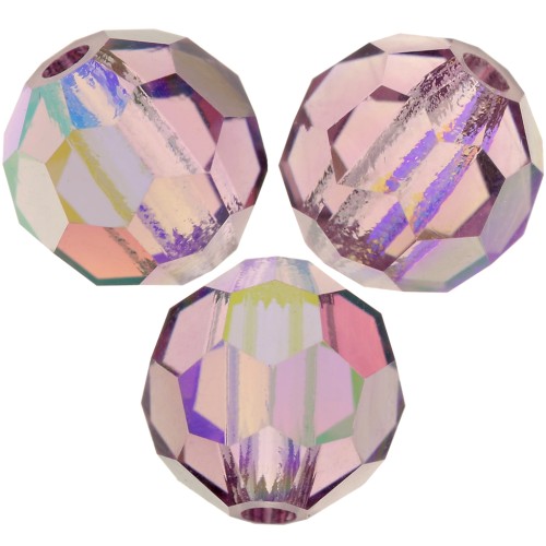 5mm Preciosa Crystal Round Faceted Beads - Light Amethyst AB x15