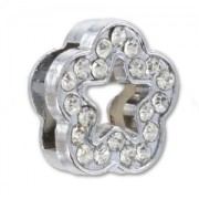 Flower Slider bead with rhinestones for 10mm Lace Rhodium tone x1|raw }}