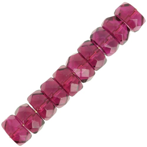 6x3mm Round faceted beads - Fuchsia x25