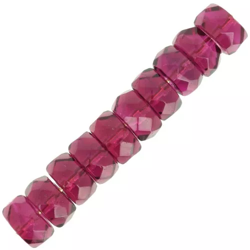 Heishi faceted rondelle beads 6x3 mm - Fuchsia x25