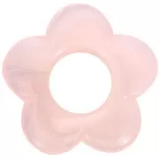Pendentif fleur 21 mm en résine translucide - Rose clair marbré x1