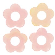 21mm flower pendant in resin - Light pink marbled x1