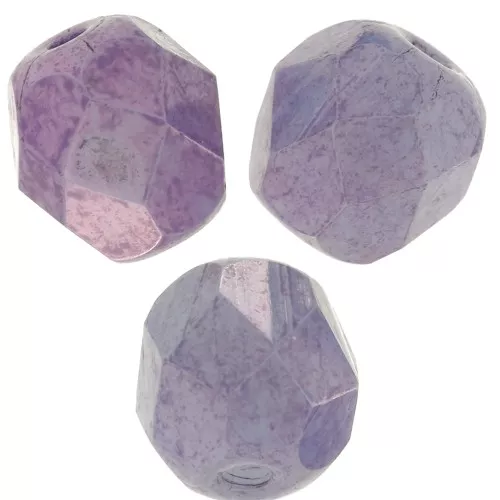 Fire Polished faceted round beads 6mm Opaque Luster Amethyst x25