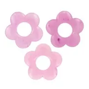 21 mm flower pendant in translucent resin - Rose dragée marbled x1