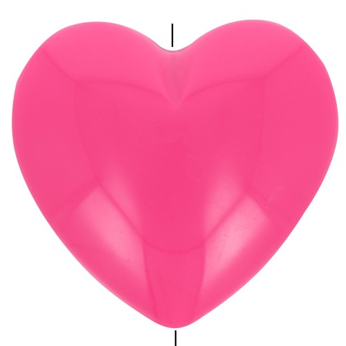 26x27mm opaque resin heart bead - Fuchsia pink x1