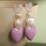26x27mm Heart bead in opaque resin - Light violet x1