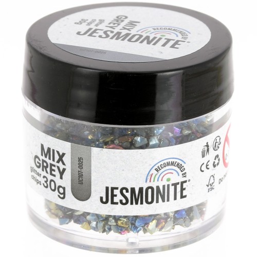 Glitter chips in a bottle - Jesmonite - Mix Grey x30g