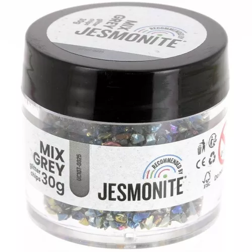 Glitter chips in a bottle - Jesmonite - Mix Grey x30g