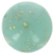 16mm Opaque resin beads - Water green - Gold speckled x4