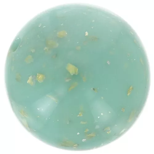 16mm Opaque resin beads - Water green - Gold speckled x4