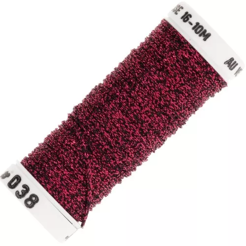 Metallic embroidery braided thread 16 Au ver à soie - Red Black (038) x10m