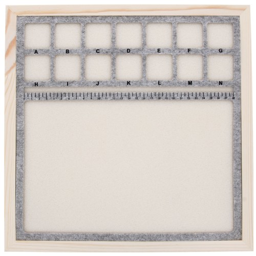 33x33cm Beading mat on wooden stand with 14 compartments - Grey - Beige x1