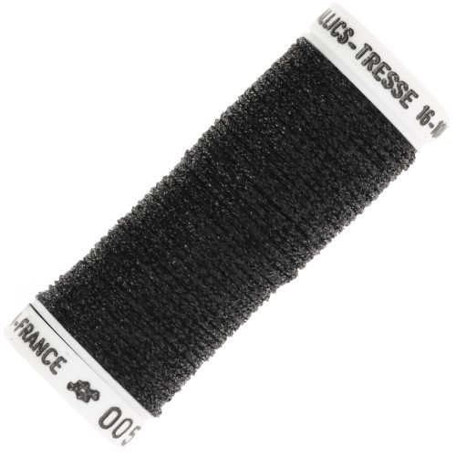 Metallic embroidery braided thread 16 Au ver à soie - Black (005) x10m