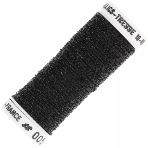 Metallic embroidery braided thread 16 Au ver à soie - Black (005) x10m