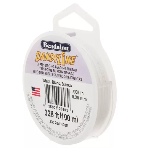0.20mm Dandyline - strong beading nylon thread - White x100m