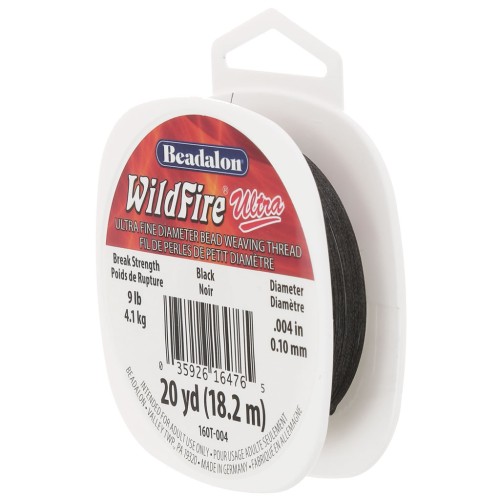 WildFire Ultra 0.10mm nylon bead weaving thread - Black x18.2m