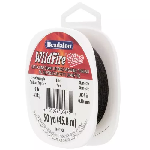 WildFire Ultra 0.10mm nylon bead weaving thread - Black x45.8m