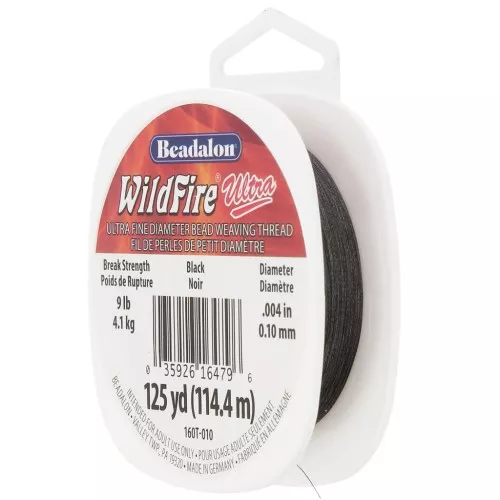 WildFire Ultra 0.10mm nylon bead weaving thread - Black x114.4m