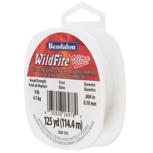 WildFire Ultra 0.10mm nylon bead weaving thread - White x114.4m