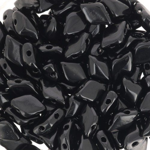 8x5mm Gemduo 2-hole glass beads - Jet x10g