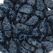 9x5.5mm 2-hole Czech Glass Paisley Duo beads - Ionic Jet - Blue x10g