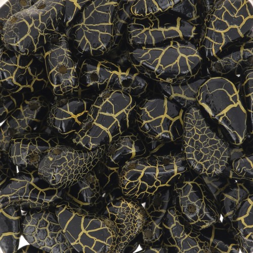 9x5.5mm 2-hole Czech Glass Paisley Duo beads - Ionic Jet - Yellow x10g