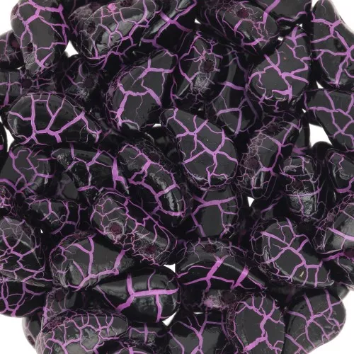 9x5.5mm 2-hole Czech Glass Paisley Duo beads - Ionic Jet - Pink x10g