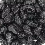 9x5.5mm 2-hole Czech Glass Paisley Duo beads - Ionic Jet - White x10g