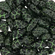 9x5.5mm 2-hole Czech Glass Paisley Duo beads - Ionic Jet - Green x10g