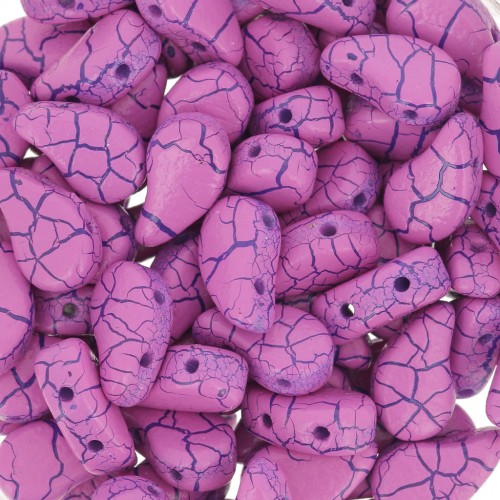 9x5.5mm 2-hole Czech Glass Paisley Duo beads - Ionic Pink - Blue x10g