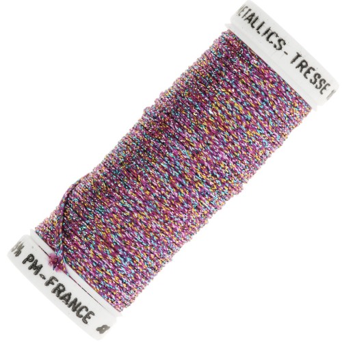 Metallic embroidery braided thread 16 Au ver à soie - Fuchsia Turquoise (042) x10m