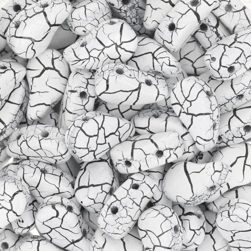 9x5.5mm 2-hole Czech Glass Paisley Duo beads - Ionic White - Jet x10g