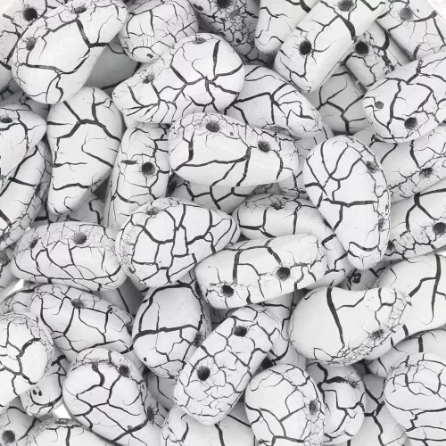 9x5.5mm 2-hole Czech Glass Paisley Duo beads - Ionic White - Jet x10g