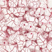 9x5.5mm 2-hole Czech Glass Paisley Duo beads - Ionic White - Red x10g