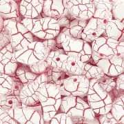 9x5.5mm 2-hole Czech Glass Paisley Duo beads - Ionic White - Red x10g