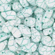 9x5.5mm 2-hole Czech Glass Paisley Duo beads - Ionic White - Green x10g|raw }}